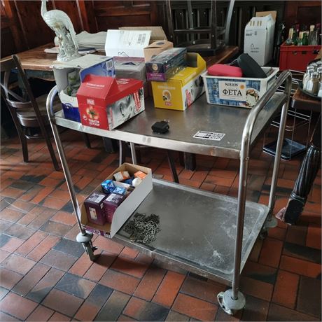 Edelstahl-Servierwagen inklusive Inhalt - ID: 38-GHT